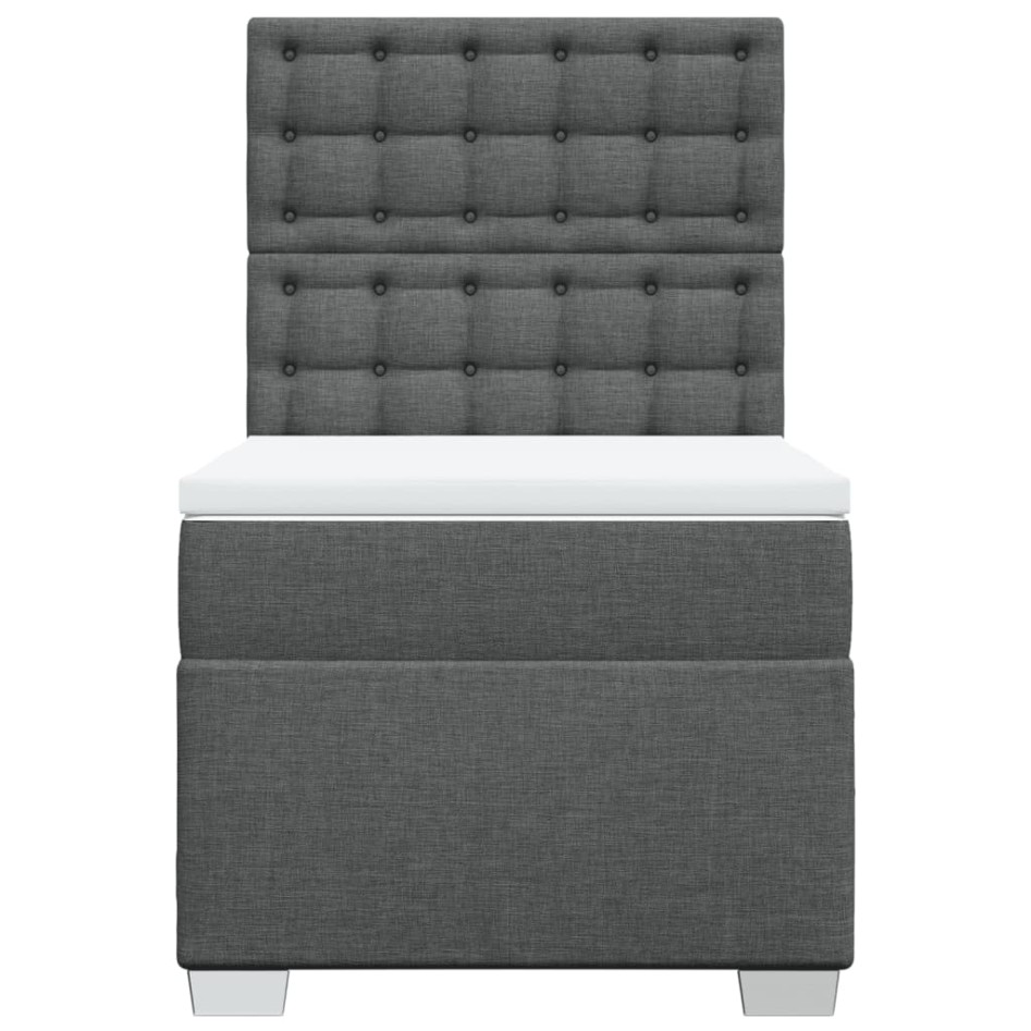 Cama box spring con colchón tela gris oscuro 100x200