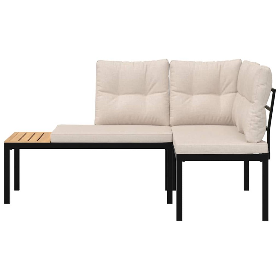 Bancos jardín y cojines 2 pzas acero recubrimiento polvo