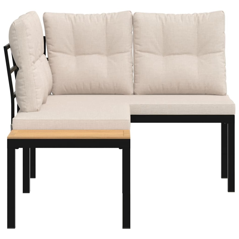 Bancos jardín y cojines 2 pzas acero recubrimiento polvo