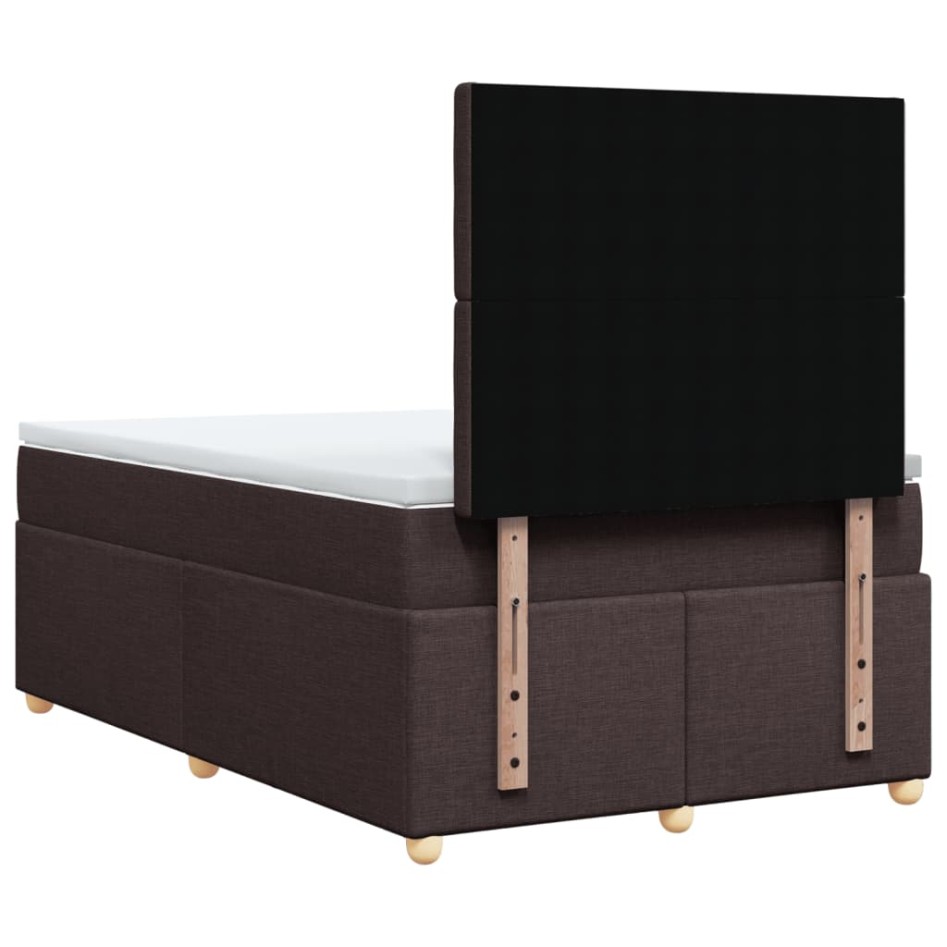 Cama box spring con colchón tela marrón oscuro 120x200