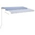 Toldo automático LED sensor de viento azul y blanco 3,5x2,5