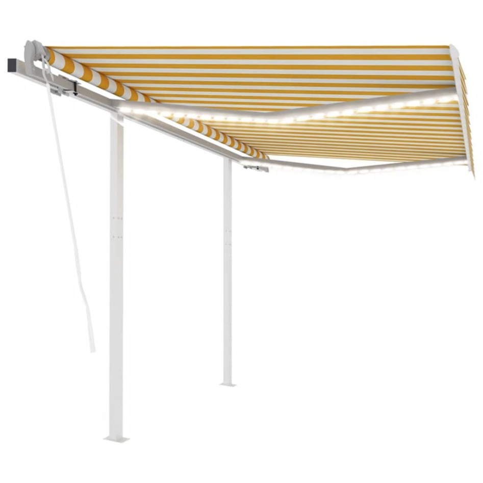 Toldo automático LED sensor de viento amarillo blanco 3,5x2,5