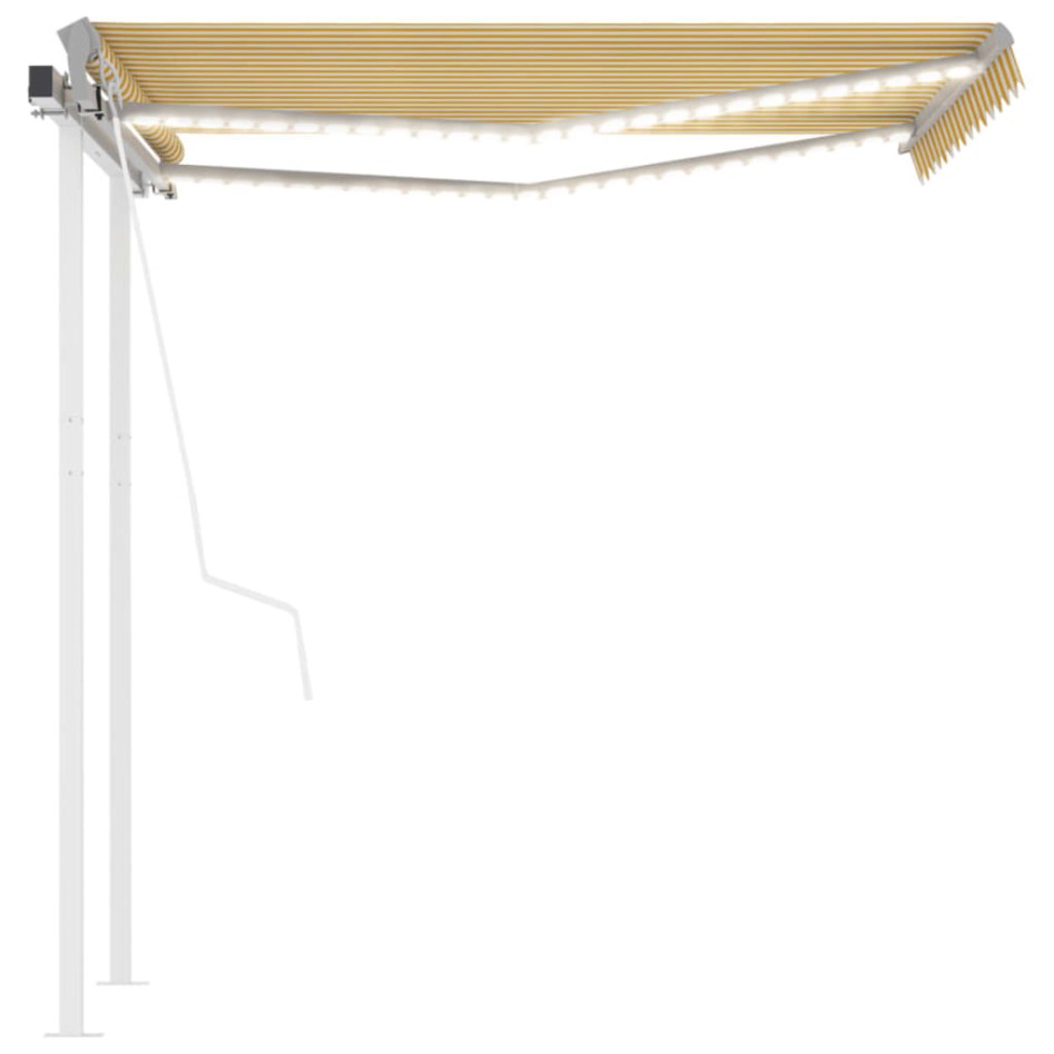 Toldo automático LED sensor de viento amarillo blanco 3,5x2,5