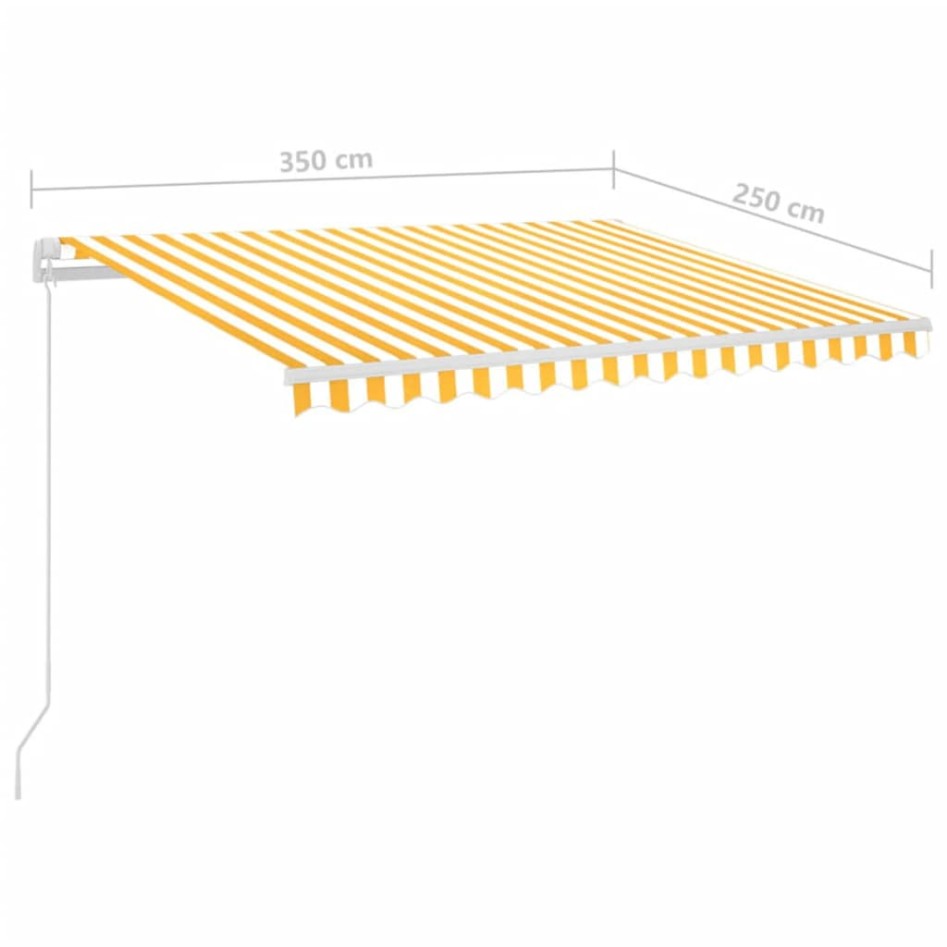 Toldo automático LED sensor de viento amarillo blanco 3,5x2,5