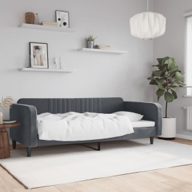 Sofá cama sin colchón terciopelo gris oscuro 90x200