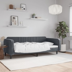 Sofá cama terciopelo gris oscuro 90x190