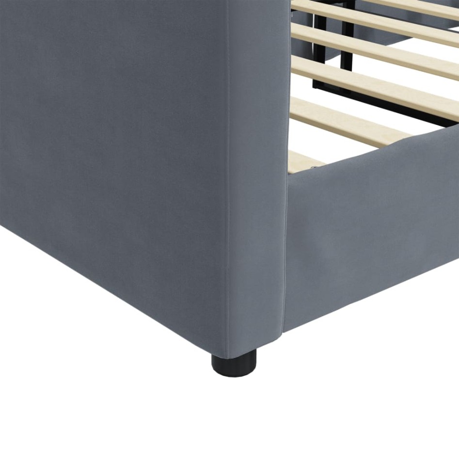 Sofá cama sin colchón terciopelo gris oscuro 90x200