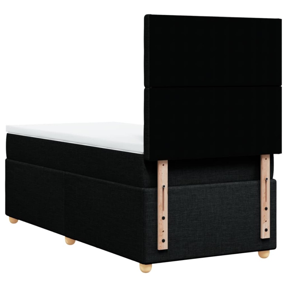 Cama box spring con colchón tela negro 100x200