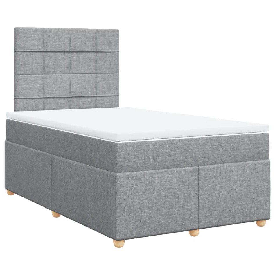 Cama box spring con colchón tela gris claro 120x200