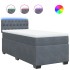 Cama box spring con colchón terciopelo gris oscuro 90x200