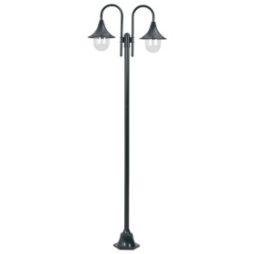 Farola de jardín con 2 luces aluminio verde oscuro E27 220