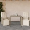 Mesita y sillas jardín 3 pzas y cojines ratán sintético beige