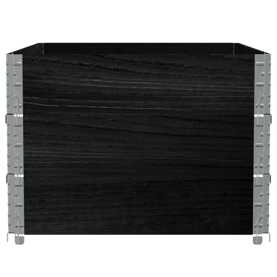Collares de palets 3 uds madera maciza de pino negro 120x80