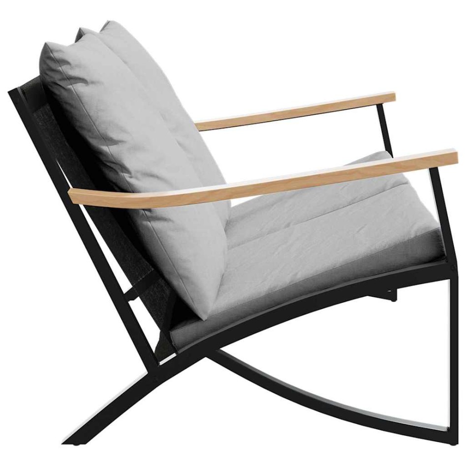 Banco de jardín con cojines acero negro 120