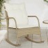 Silla mecedora de jardín con cojines ratán sintético
