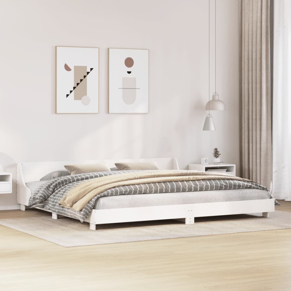 Cama sin colchón madera maciza de pino blanca 180x200