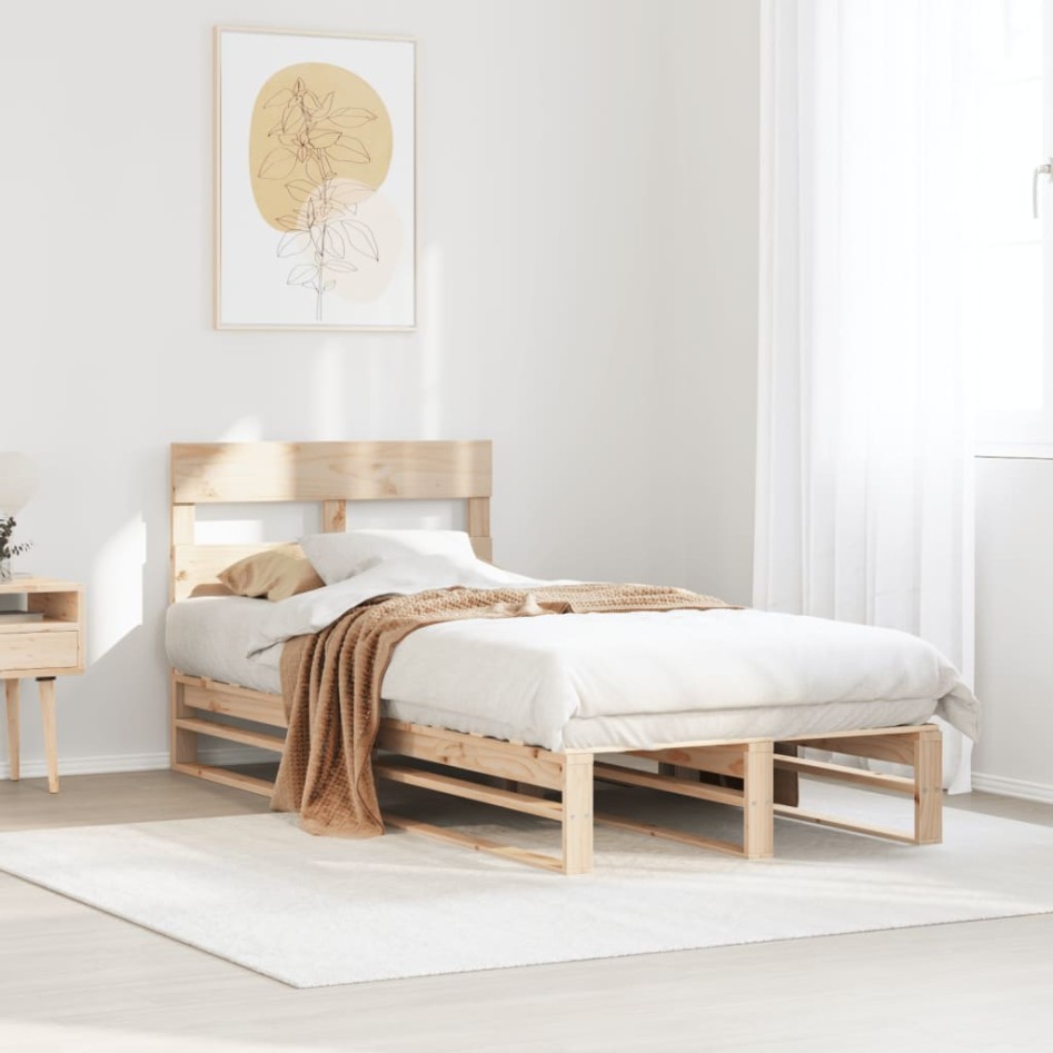 Estructura de cama sin colchón madera maciza de pino 100x200