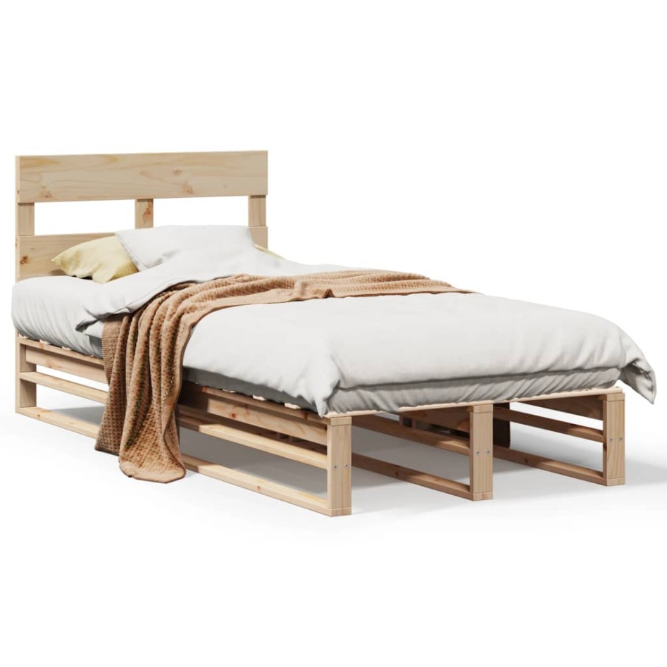 Estructura de cama sin colchón madera maciza de pino 100x200