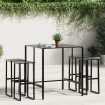 Juego de mesa alta y taburetes de jardín 5 piezas acero negro