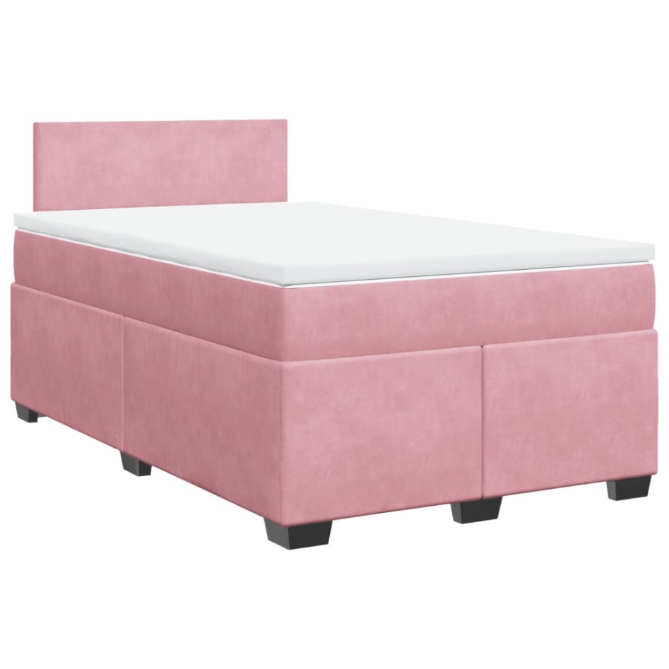 Cama box spring con colchón terciopelo rosa 120x200