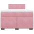 Cama box spring con colchón terciopelo rosa 120x200