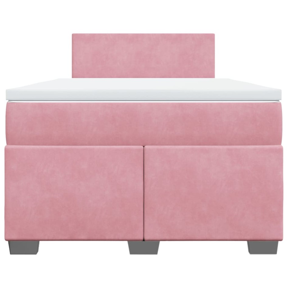 Cama box spring con colchón terciopelo rosa 120x200
