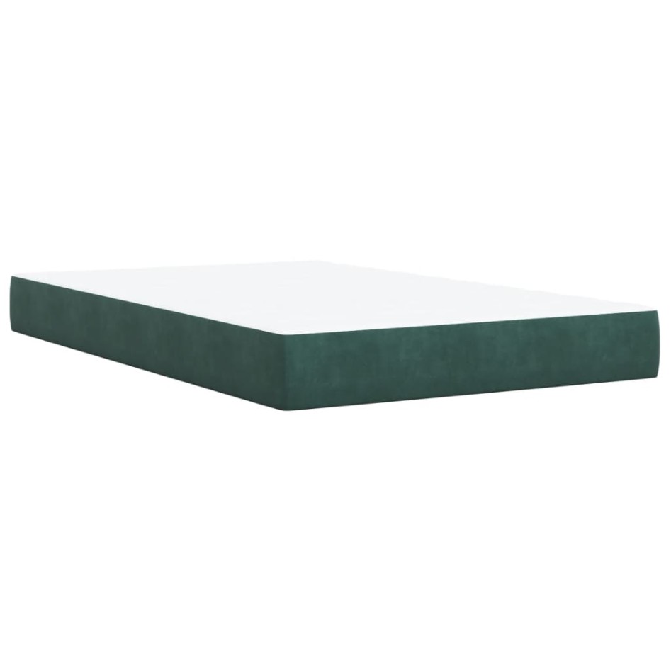 Cama box spring con colchón terciopelo verde oscuro 120x190
