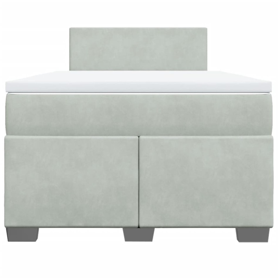 Cama box spring con colchón terciopelo gris claro 120x200
