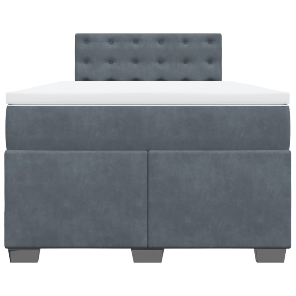 Cama box spring con colchón terciopelo gris oscuro 120x200