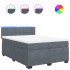 Cama box spring con colchón terciopelo gris oscuro 140x190