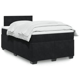 Cama box spring con colchón terciopelo negro 120x190