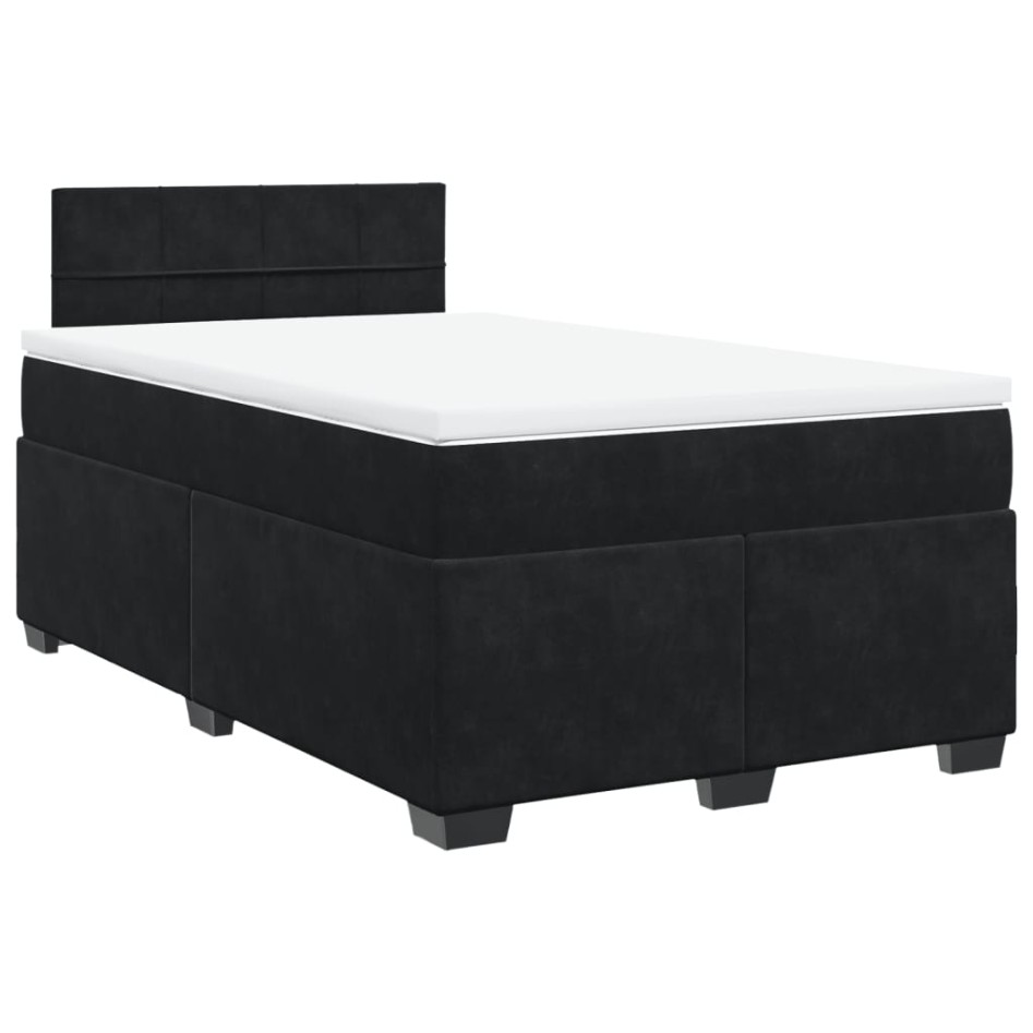 Cama box spring con colchón terciopelo negro 120x190