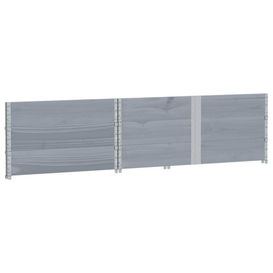 Collares de palets 3 uds madera maciza de pino gris 150x100