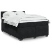 Cama box spring con colchón terciopelo negro 140x200 cm