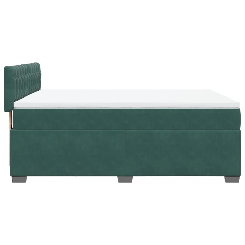 Cama box spring con colchón terciopelo verde oscuro 140x200