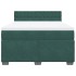 Cama box spring con colchón terciopelo verde oscuro 140x200