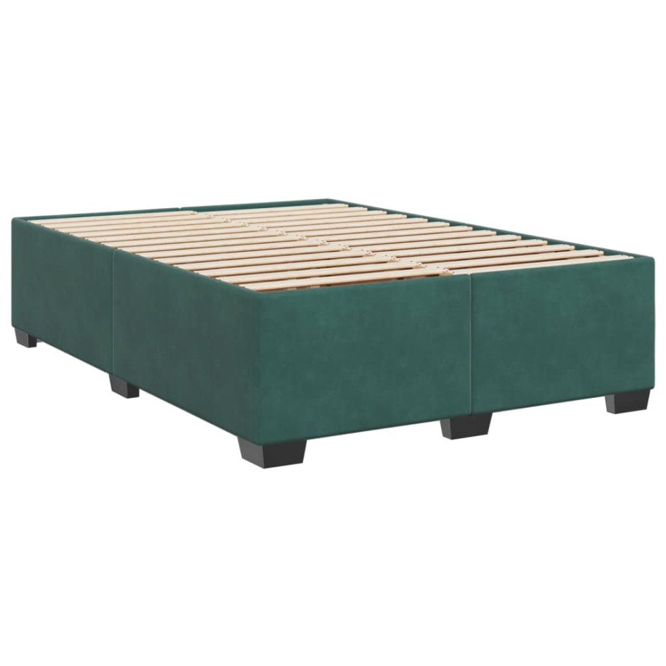 Cama box spring con colchón terciopelo verde oscuro 160x200