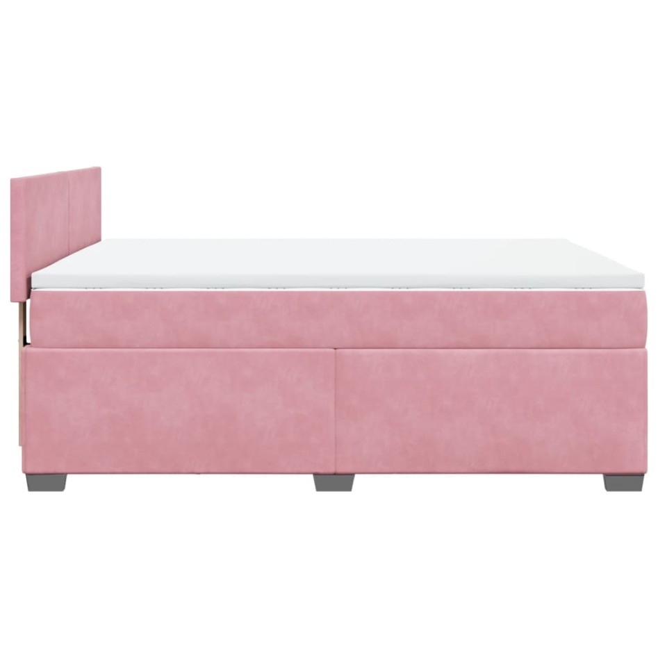 Cama box spring con colchón terciopelo rosa 160x200
