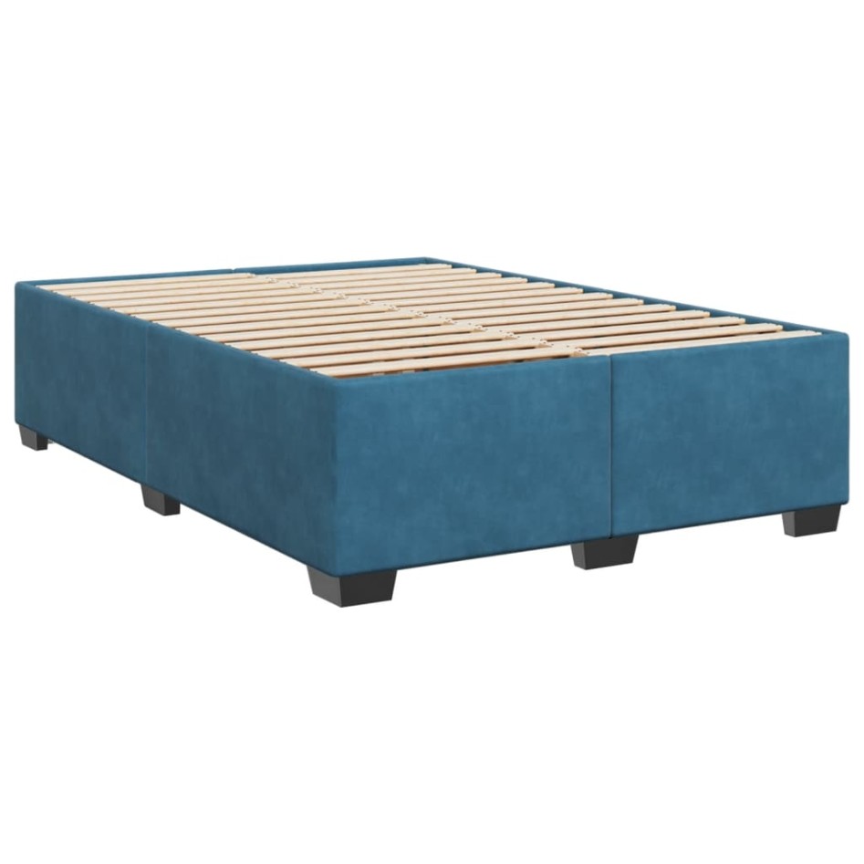 Cama box spring con colchón terciopelo azul 160x200