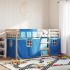 Litera con cortinas madera maciza de pino azul 75x190