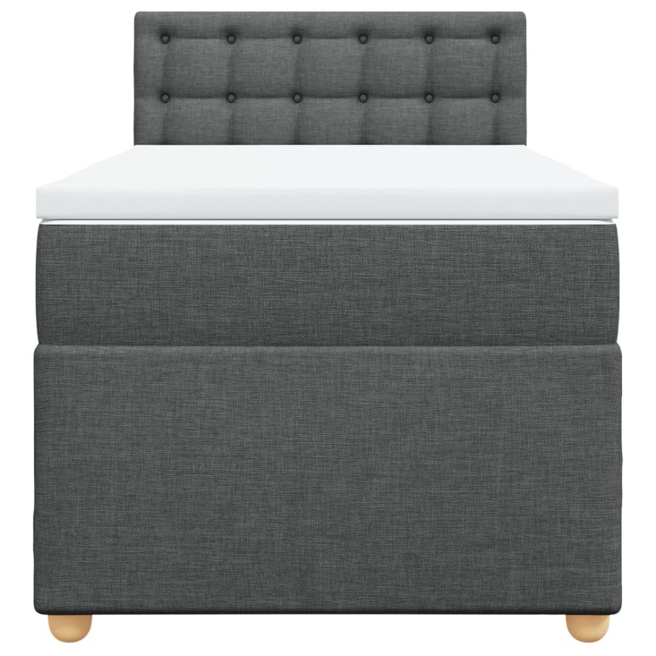 Cama box spring con colchón tela gris oscuro 90x190