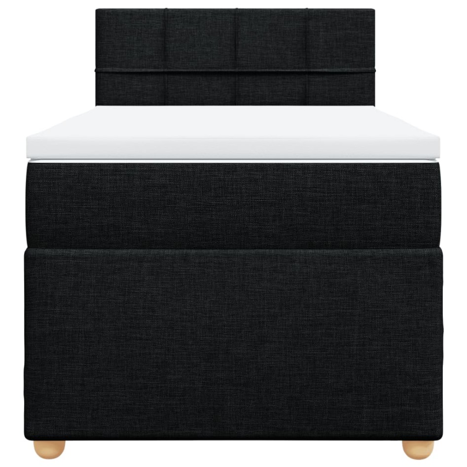 Cama box spring con colchón tela negro 90x200