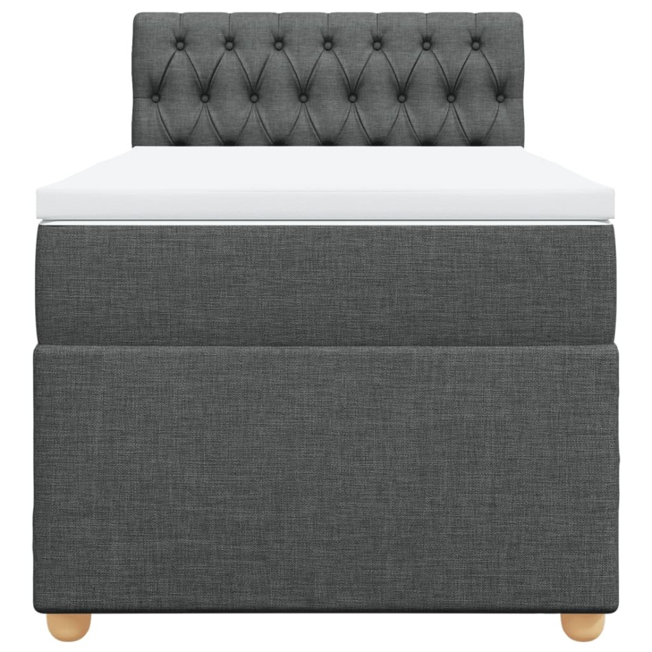 Cama box spring con colchón tela gris oscuro 90x200