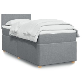 Cama box spring con colchón tela gris claro 100x200