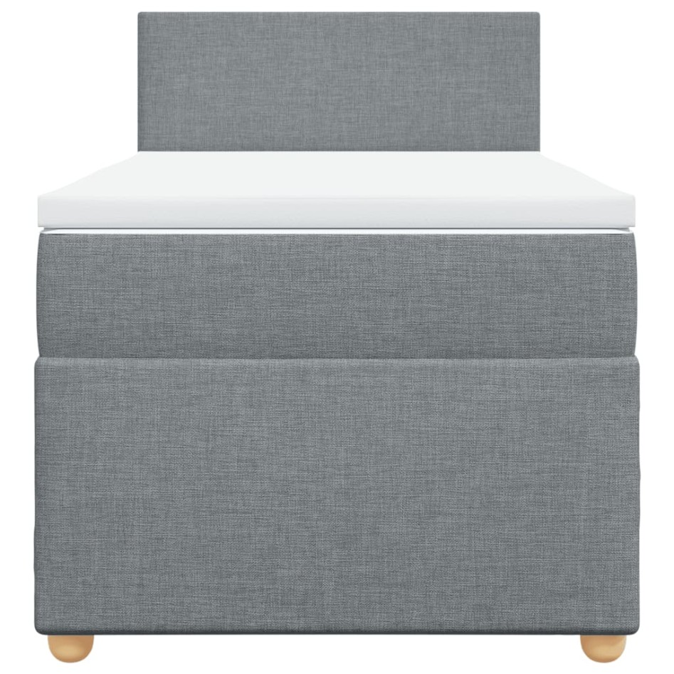 Cama box spring con colchón tela gris claro 100x200