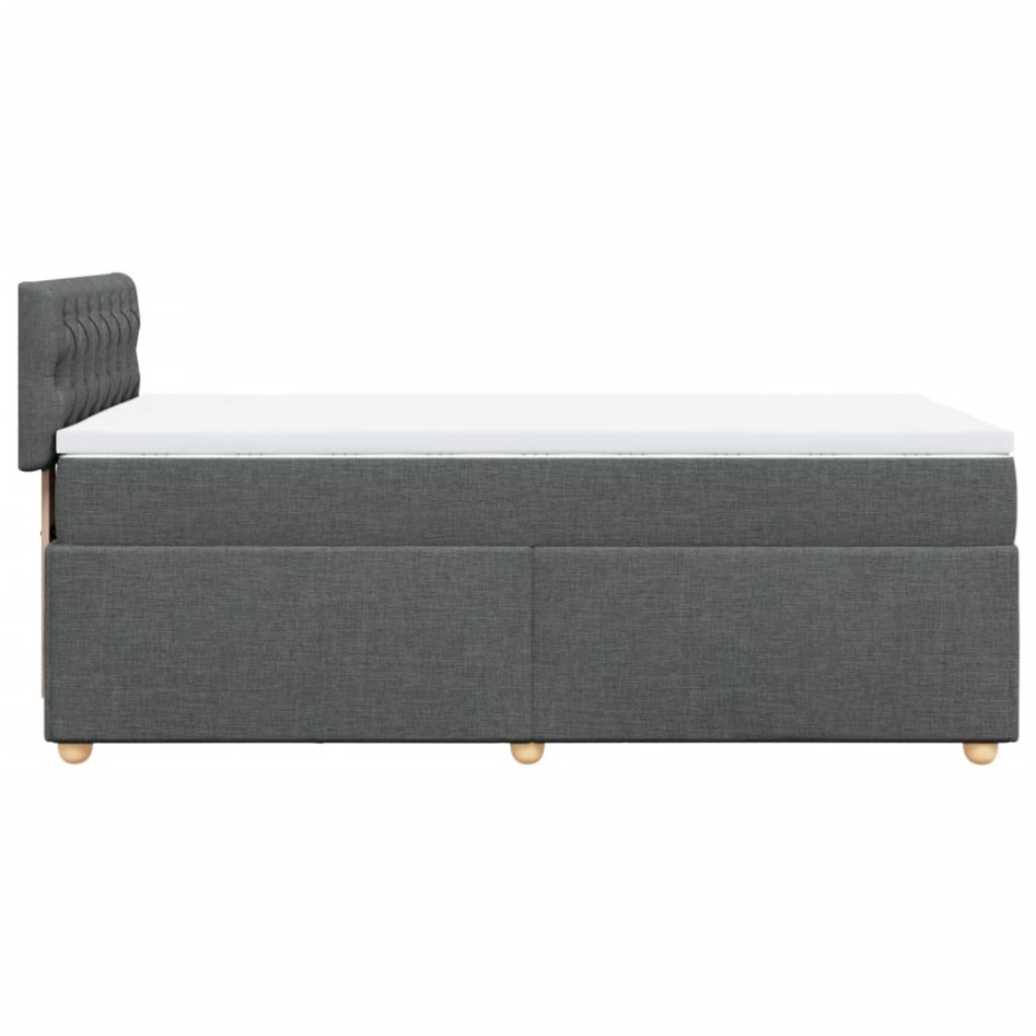 Cama box spring con colchón tela gris oscuro 100x200