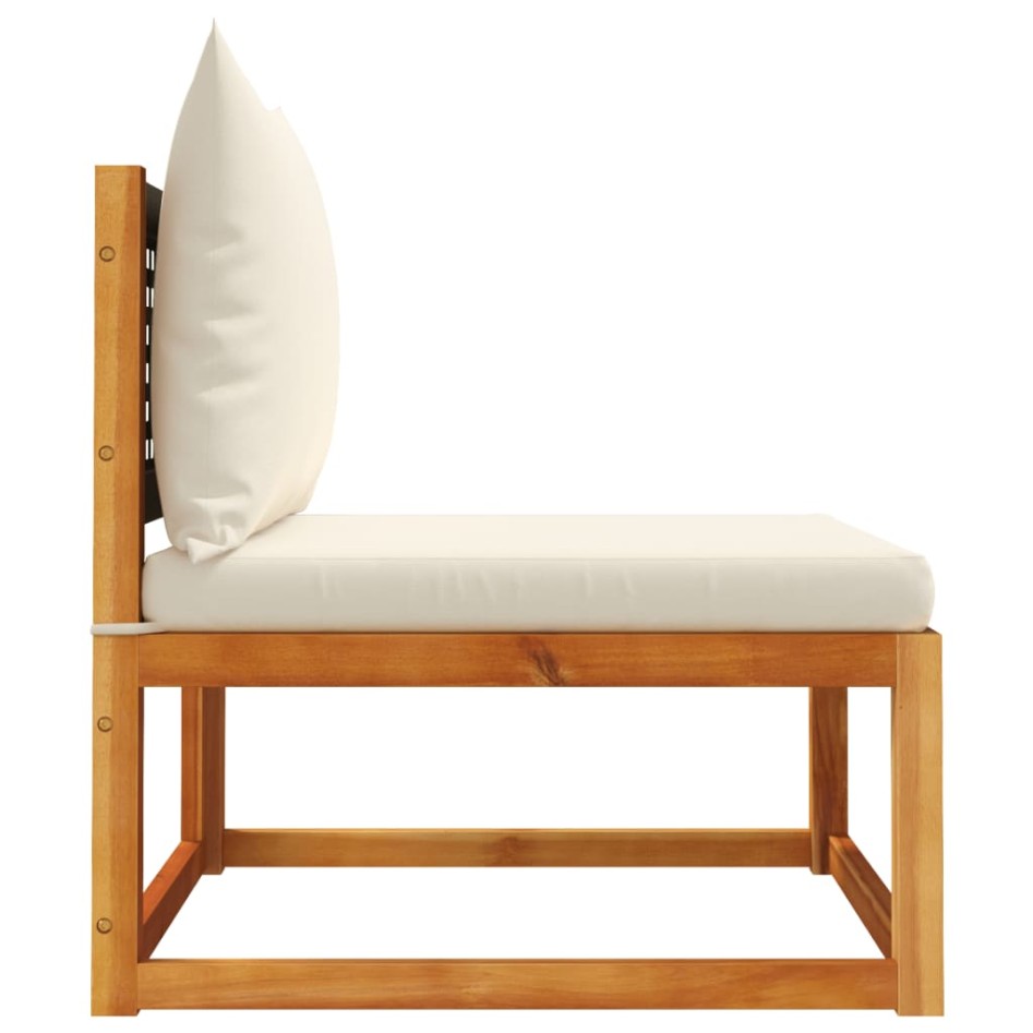 Sofá jardín sin reposabrazos con cojines madera maciza