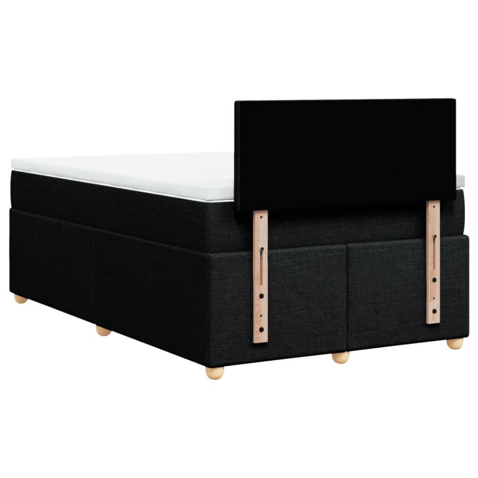 Cama box spring con colchón tela negro 120x190