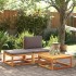 Set de sofás de jardín con cojines 3 pzas madera maciza