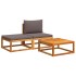 Set de sofás de jardín con cojines 3 pzas madera maciza